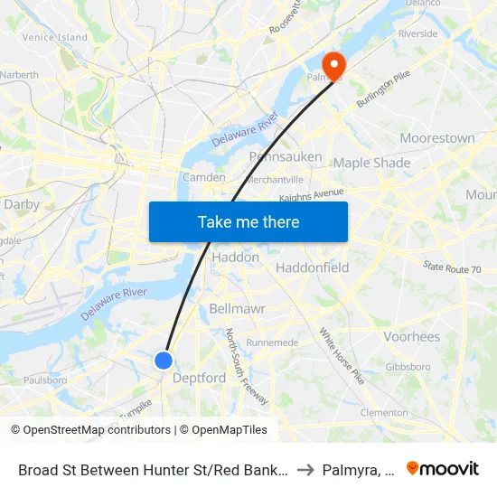 Broad St Between Hunter St/Red Bank Ave to Palmyra, NJ map