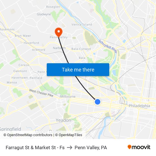 Farragut St & Market St - Fs to Penn Valley, PA map