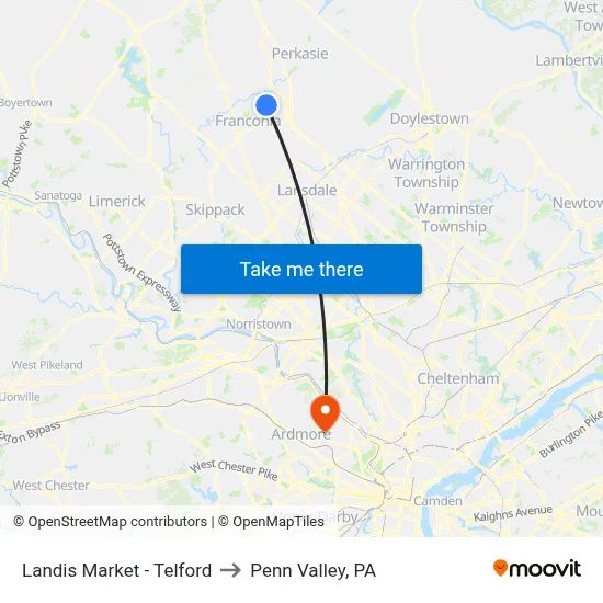 Landis Market - Telford to Penn Valley, PA map