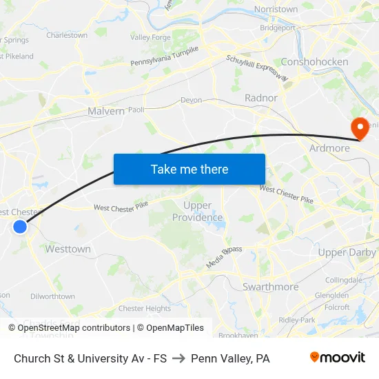 Church St & University Av - FS to Penn Valley, PA map