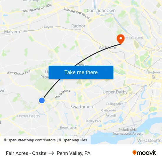 Fair Acres - Onsite to Penn Valley, PA map