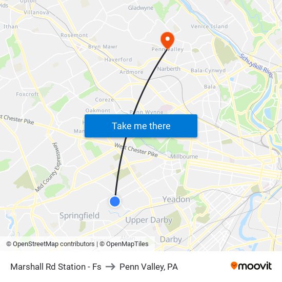 Marshall Rd Station - Fs to Penn Valley, PA map