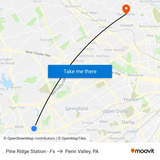 Pine Ridge Station - Fs to Penn Valley, PA map
