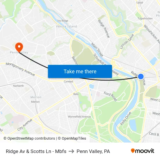 Ridge Av & Scotts Ln - Mbfs to Penn Valley, PA map