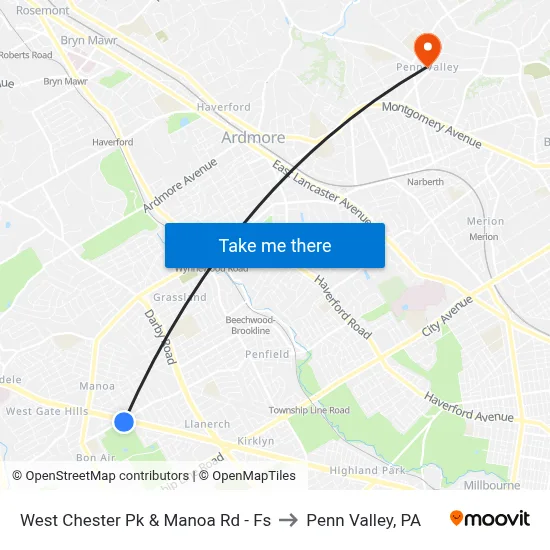 West Chester Pk & Manoa Rd - Fs to Penn Valley, PA map