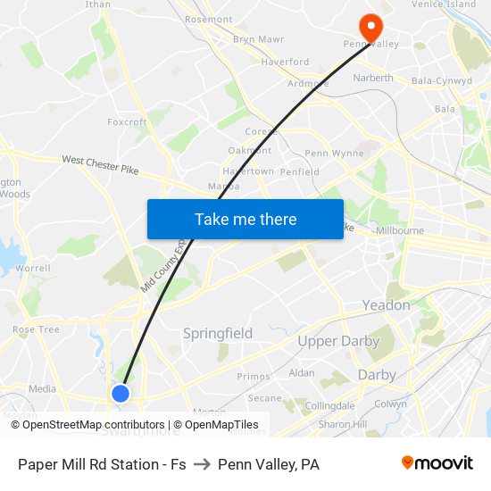 Paper Mill Rd Station - Fs to Penn Valley, PA map