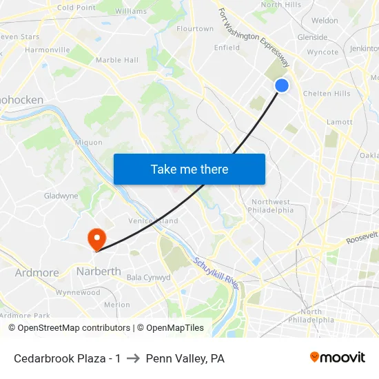 Cedarbrook Plaza - 1 to Penn Valley, PA map