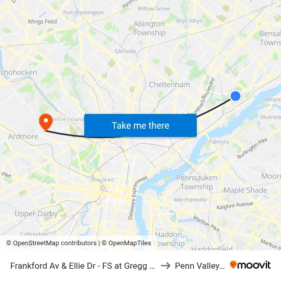 Frankford Av & Ellie Dr - FS at Gregg St Loop to Penn Valley, PA map