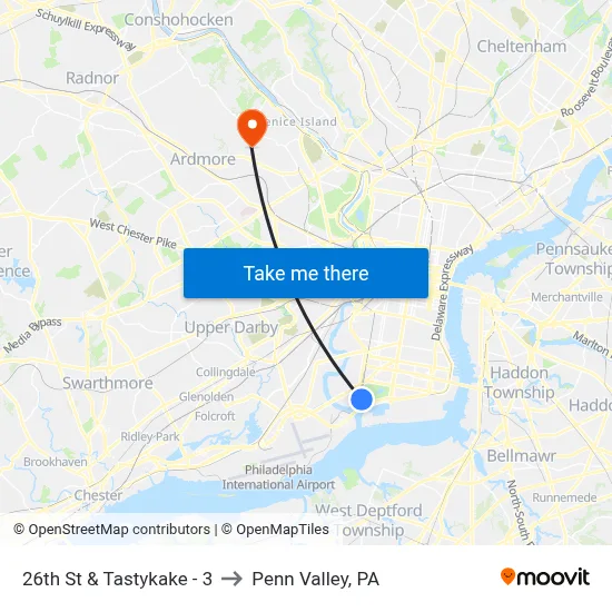 26th St & Tastykake - 3 to Penn Valley, PA map
