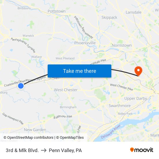3rd & Mlk Blvd. to Penn Valley, PA map