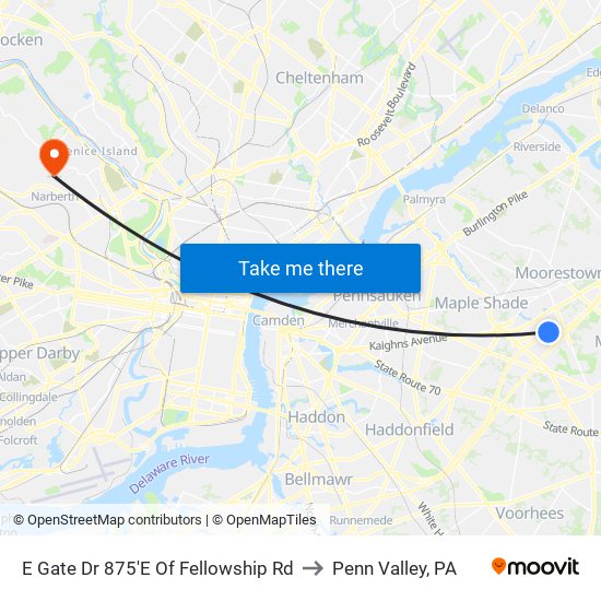 E Gate Dr 875'E Of Fellowship Rd to Penn Valley, PA map