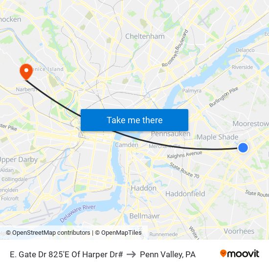 E. Gate Dr 825'E Of Harper Dr# to Penn Valley, PA map