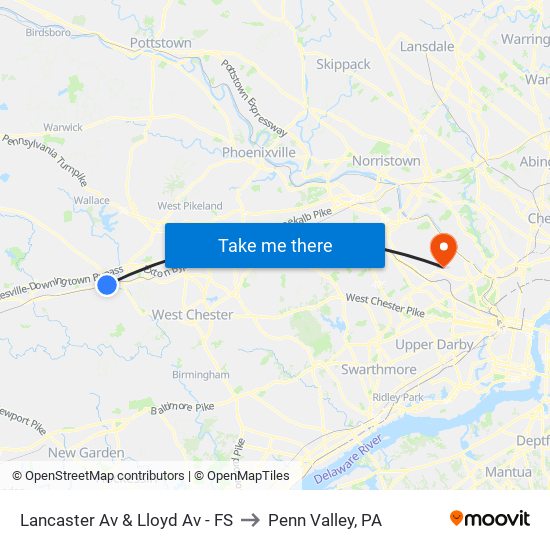 Lancaster Av & Lloyd Av - FS to Penn Valley, PA map