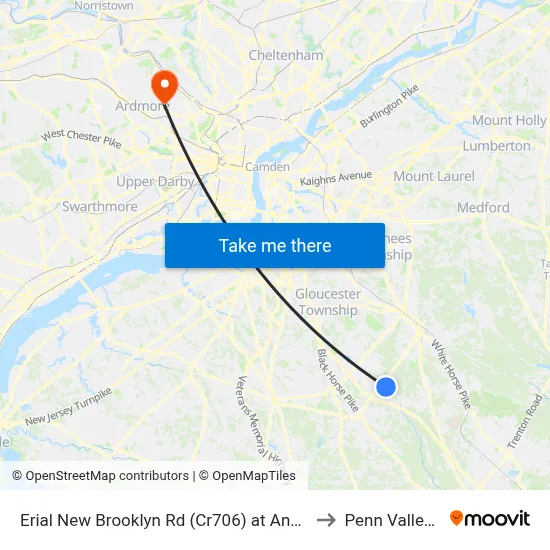 Erial New Brooklyn Rd (Cr706) at Andrews Rd to Penn Valley, PA map