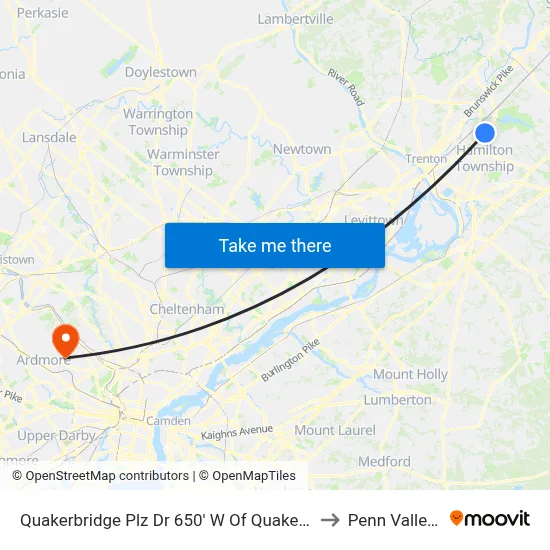 Quakerbridge Plz Dr 650' W Of Quakerbridge Rd to Penn Valley, PA map