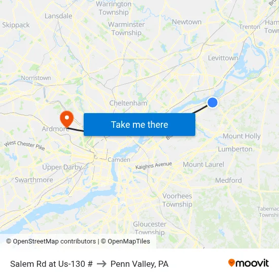 Salem Rd at Us-130 # to Penn Valley, PA map