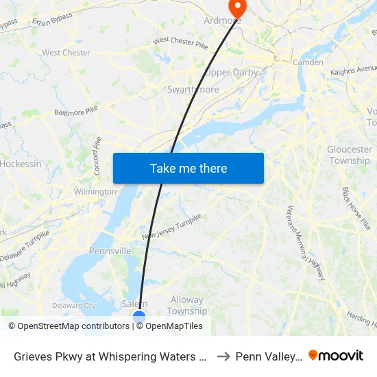 Grieves Pkwy at Whispering Waters Entrance to Penn Valley, PA map