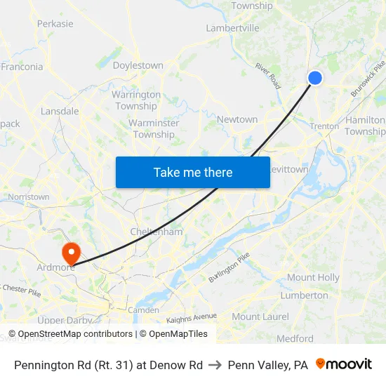 Pennington Rd (Rt. 31)  at Denow Rd to Penn Valley, PA map