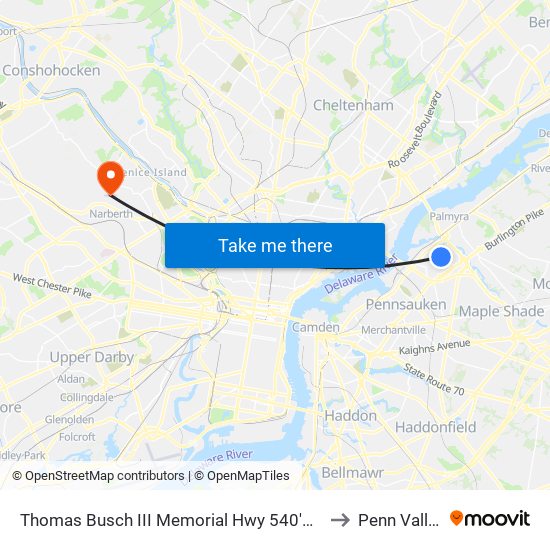 Thomas Busch III Memorial Hwy 540'N Of National H# to Penn Valley, PA map