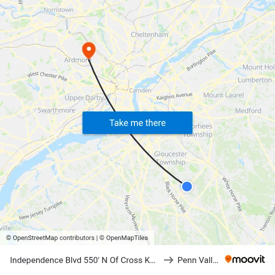 Independence Blvd 550' N Of Cross Keys Rd. (Cr689) to Penn Valley, PA map