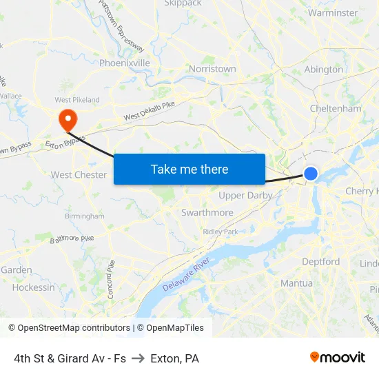 4th St & Girard Av  - Fs to Exton, PA map