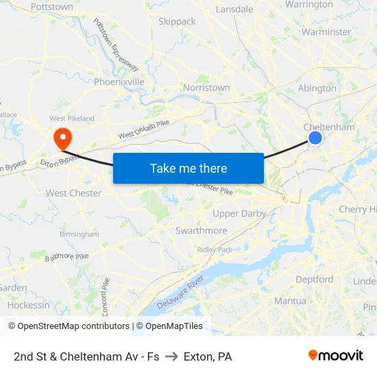 2nd St & Cheltenham Av - Fs to Exton, PA map