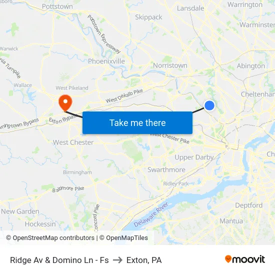 Ridge Av & Domino Ln - Fs to Exton, PA map
