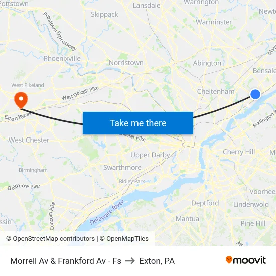 Morrell Av & Frankford Av - Fs to Exton, PA map