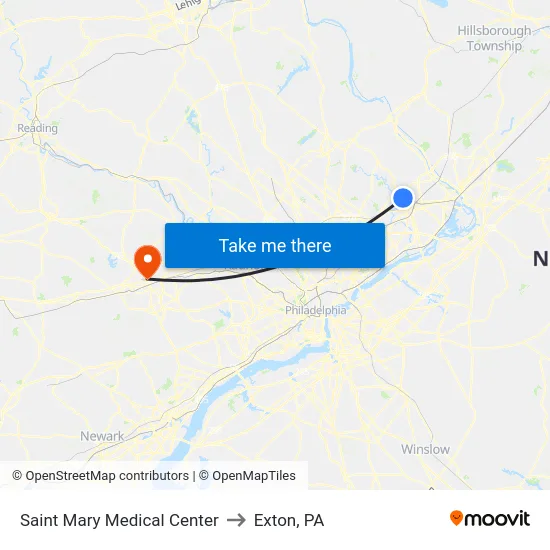 Saint Mary Medical Center to Exton, PA map