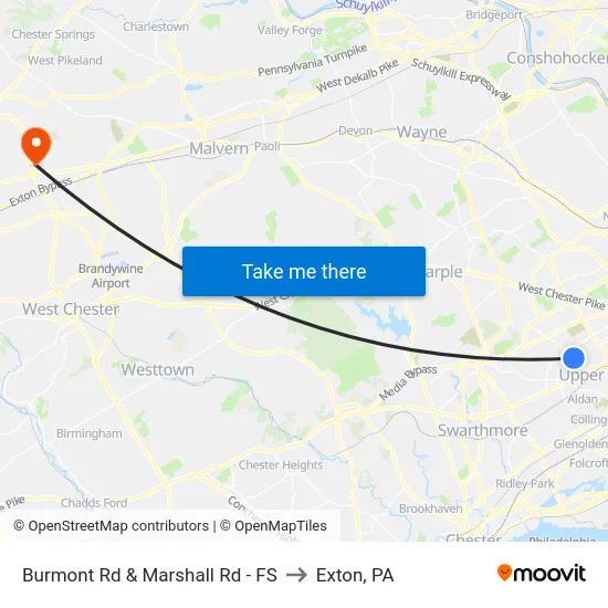 Burmont Rd & Marshall Rd - FS to Exton, PA map