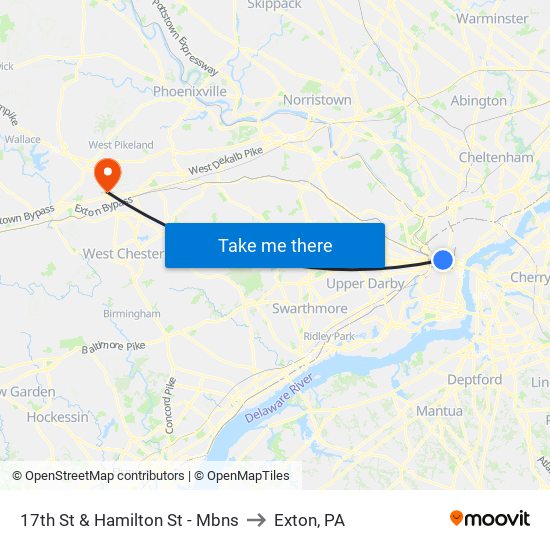 17th St & Hamilton St - Mbns to Exton, PA map