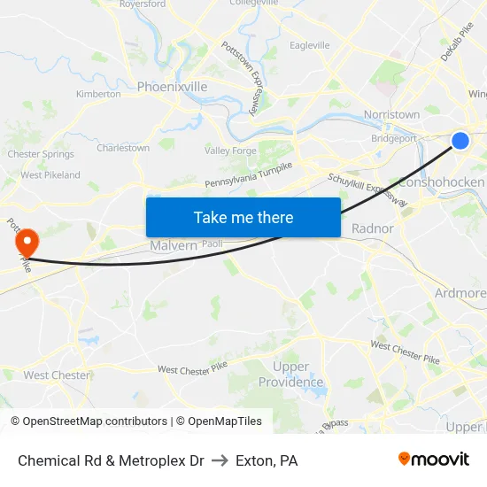 Chemical Rd & Metroplex Dr to Exton, PA map