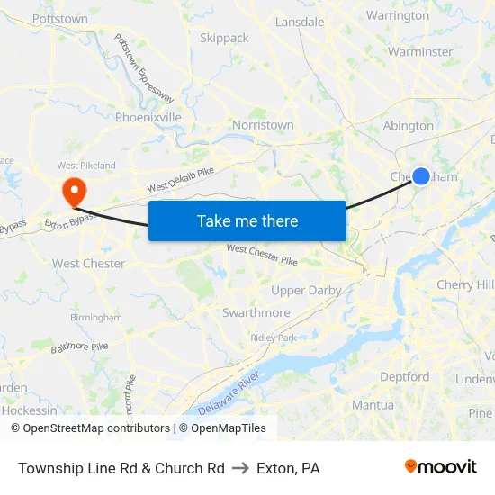 Township Line Rd & Church Rd to Exton, PA map
