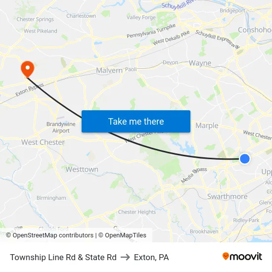 Township Line Rd & State Rd to Exton, PA map