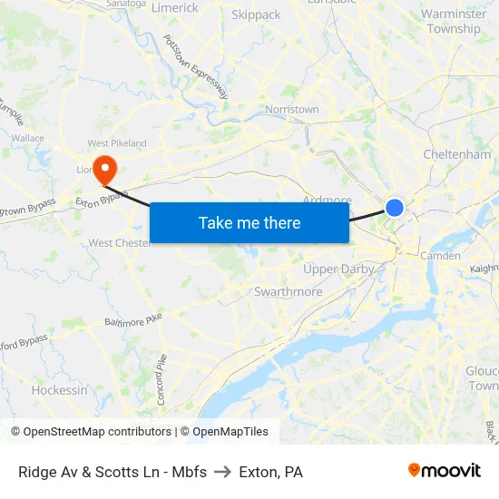 Ridge Av & Scotts Ln - Mbfs to Exton, PA map