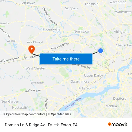 Domino Ln & Ridge Av - Fs to Exton, PA map