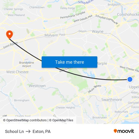 School Ln to Exton, PA map