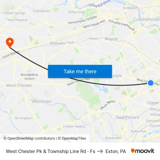 West Chester Pk & Township Line Rd - Fs to Exton, PA map