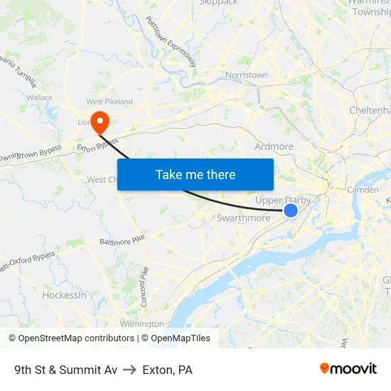 9th St & Summit Av to Exton, PA map