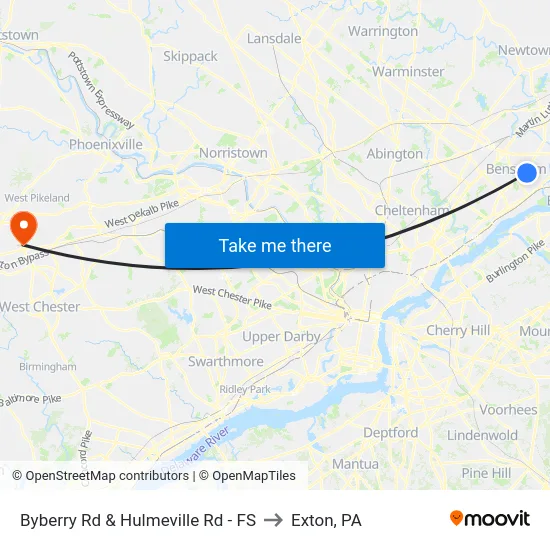 Byberry Rd & Hulmeville Rd - FS to Exton, PA map