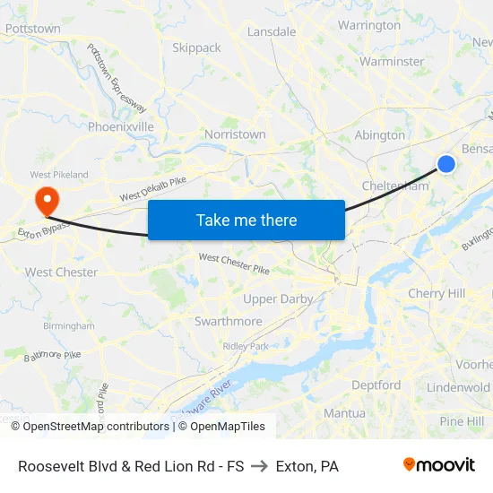 Roosevelt Blvd & Red Lion Rd - FS to Exton, PA map