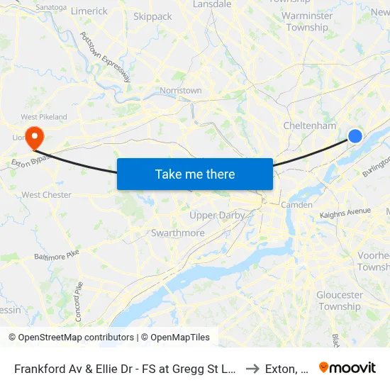 Frankford Av & Ellie Dr - FS at Gregg St Loop to Exton, PA map