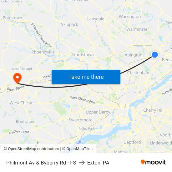 Philmont Av & Byberry Rd - FS to Exton, PA map
