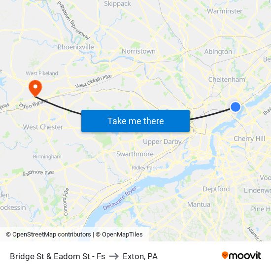 Bridge St & Eadom St - Fs to Exton, PA map