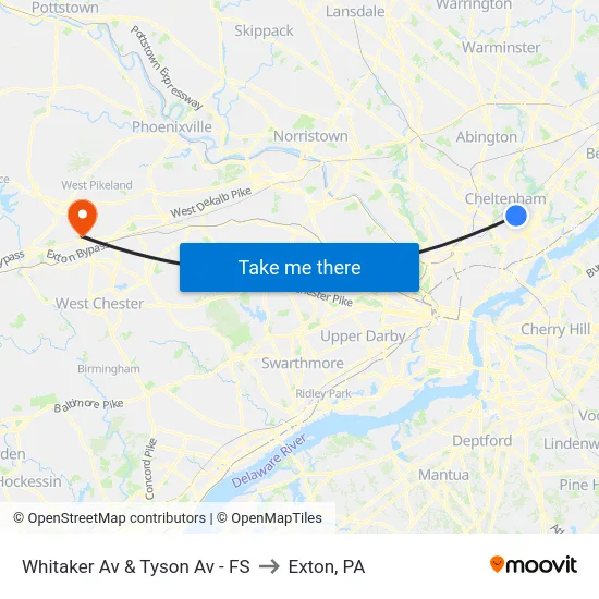 Whitaker Av & Tyson Av - FS to Exton, PA map