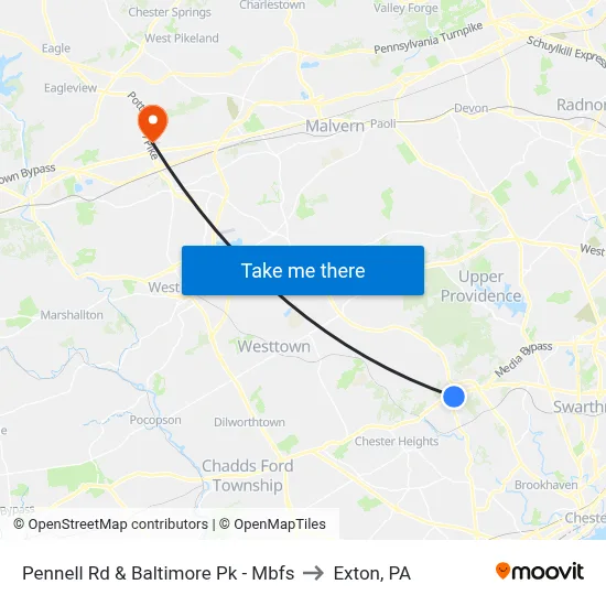 Pennell Rd & Baltimore Pk - Mbfs to Exton, PA map