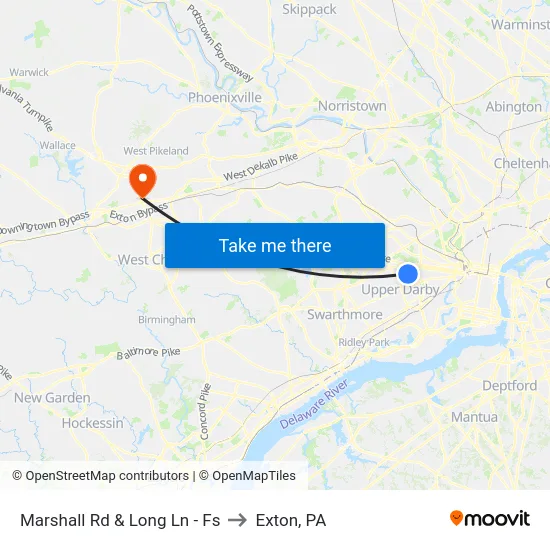 Marshall Rd & Long Ln - Fs to Exton, PA map