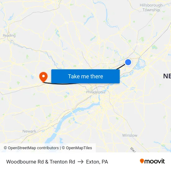 Woodbourne Rd & Trenton Rd to Exton, PA map