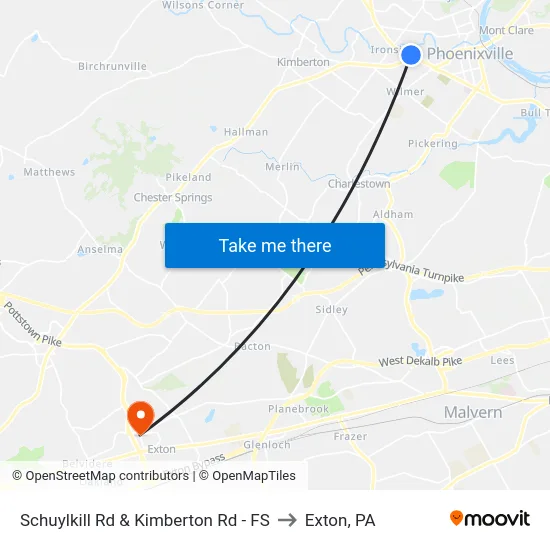 Schuylkill Rd & Kimberton Rd - FS to Exton, PA map