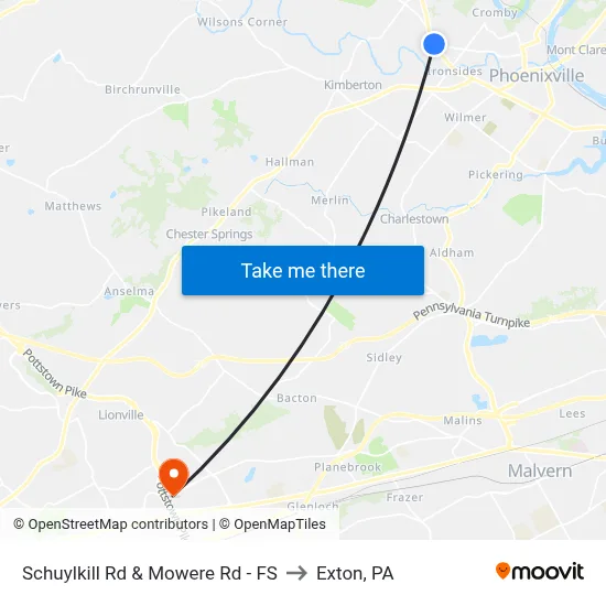 Schuylkill Rd & Mowere Rd - FS to Exton, PA map